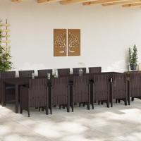 13-delige tuin eetset met kussens, Bruin poly rattan - thumbnail