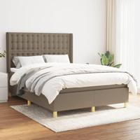 Boxspring met matras stof taupe 140x200 cm - thumbnail