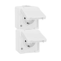 Twee witte, waterdichte stopcontacten verticaal voor buiten van Presto Vedder - thumbnail