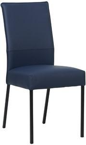Blauwe leren moderne eetkamerstoel Real - poot vierkant zwart - Toledo Leer Kobalt (blauw leer)