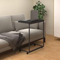 Bijzettafel met wieltjes 55x35x70 cm bewerkt hout zwart - thumbnail