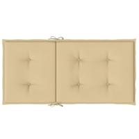 Stoelkussens 2 st lage rug 100x50x4 cm stof gemleerd beige - thumbnail
