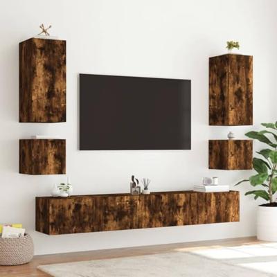 Tv-wandmeubel met LED-verlichting 100x35x41 cm gerookt eiken Tv-wandmeubel met LED-verlichting 100x35x41 cm gerookt eiken
