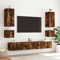 Tv-wandmeubel met LED-verlichting 100x35x41 cm gerookt eiken - thumbnail