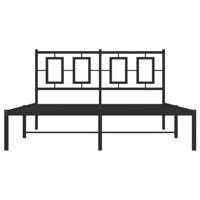 Bedframe met hoofdbord metaal zwart 140x200 cm - thumbnail