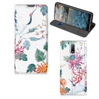 Nokia 2.4 | Hoesje maken | Bird Flowers - thumbnail