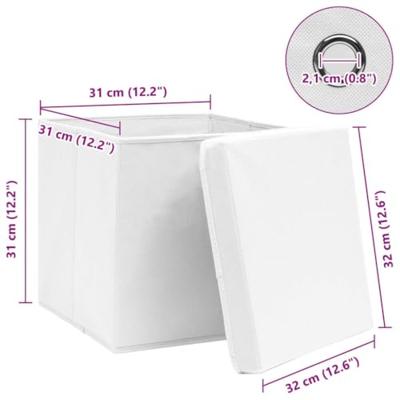 Opbergboxen met deksel 10 st 32x32x32 cm stof wit