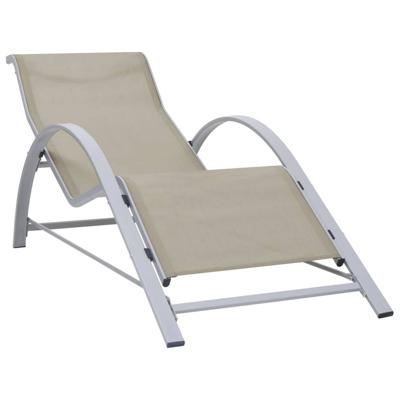 VidaXL Ligbed textileen en aluminium crèmekleurig