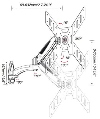 My Wall HL13-2L TV-beugel Gasdruktechniek, Kantelbaar, Zwenkbaar, Variabele afstand tot de muur 94,0 cm (37) - 127,0 cm (50) Kantelbaar en zwenkbaar, Roteerbaar My Wall HL13-2L TV-beugel Gasdruktechniek, Kantelbaar, Zwenkbaar, Variabele afstand tot de muur 94,0 cm (37) - 127,0 cm (50) Kantelbaar en zwenkbaar, Roteerbaar