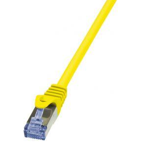 LogiLink CQ3017S RJ45 Netwerkkabel, patchkabel CAT 6A S/FTP 0.25 m Geel Vlambestendig, Snagless 1 stuk(s)