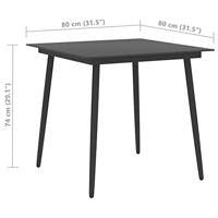 Tuintafel 80x80x74 cm staal en glas zwart - thumbnail