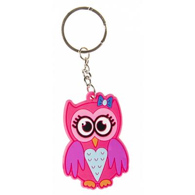 LG Imports sleutelhanger uil junior 3,5 cm rubber roze