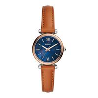 Fossil ES4701 Horloge Carlie Mini staal-leder rosekleurig-blauw-bruin 28 mm - thumbnail
