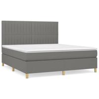 Boxspring met matras stof donkergrijs 160x200 cm - thumbnail