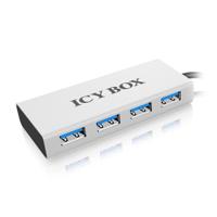 ICY BOX IB-AC6104 4-voudige USB 3.0 hub, geïntegreerde USB-kabel, aluminium, zilver/zwart - thumbnail