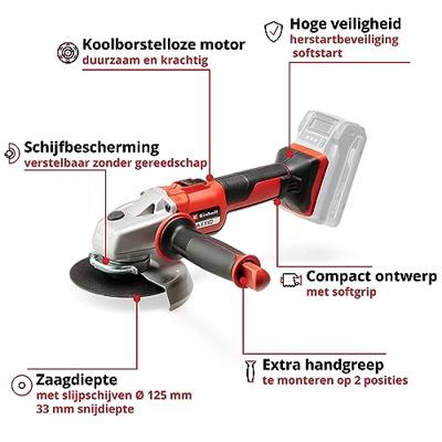 Einhell Professional AXXIO 18/125 4431140 Haakse accuslijper 125 mm Zonder accu, Zonder lader 18 V Einhell Professional AXXIO 18/125 4431140 Haakse accuslijper 125 mm Zonder accu, Zonder lader 18 V