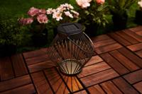 Solar LED Lantaarn Rotan 17 cm - Draadloos op zonne-energie - Grijs - thumbnail