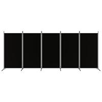 Kamerscherm met 5 panelen 433x180 cm stof zwart - thumbnail