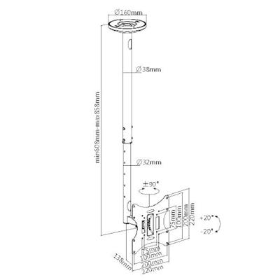 My Wall HL 4-2 L TV-plafondbeugel In hoogte verstelbaar 58,4 cm (23) - 106,7 cm (42) Kantelbaar en zwenkbaar My Wall HL 4-2 L TV-plafondbeugel In hoogte verstelbaar 58,4 cm (23) - 106,7 cm (42) Kantelbaar en zwenkbaar