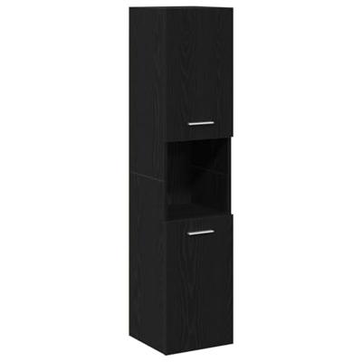 Badkamermeubelset Wandgemonteerd 4 pcs Zwart Eiken Bewerkt hout