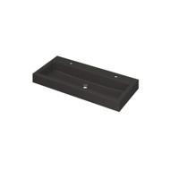 INK Momento Wastafel Quartz met 2 Kraangaten - 1000x450x90 mm - Quartz Zwart - thumbnail