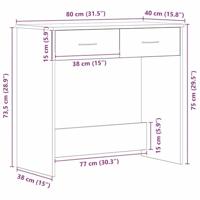 Bureau Zwart eiken 80 x 40 x 75 cm Bewerkt hout - thumbnail