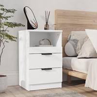 Nachtkastjes 2 st bewerkt hout wit - thumbnail