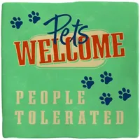 Plenty Gifts tegeltje keramiek pets welcome 10x10cm groen - thumbnail