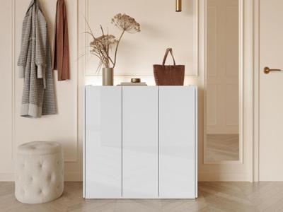 Schoenenkast PEASY 3 deuren hoogglans wit/scandinavische eik