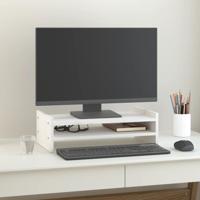 VidaXL Monitorstandaard 50x27x15 cm massief grenenhout wit - thumbnail