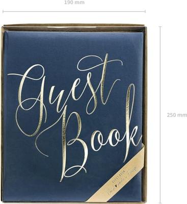 Gastenboek Chique Navy Blauw 20x24,5cm