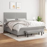 Boxspring met matras stof lichtgrijs 180x200 cm - thumbnail