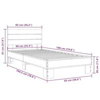 Bedframe bewerkt hout en metaal sonoma eikenkleurig 90x190 cm - thumbnail