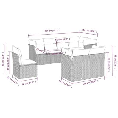 8-delige Loungeset met kussens poly rattan beige - thumbnail