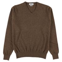 Osborne V Hals Trui Geelong Wol Donkerbruin Tailored Fit - thumbnail