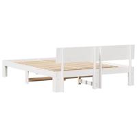 Bedframe met hoofdeinde Wit 160 x 200 cm Massief grenenhout - thumbnail