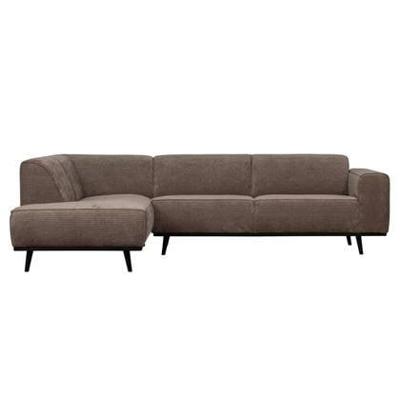 WOOOD Hoekbank 'Statement' Links, Rib, kleur Taupe