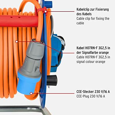 Brennenstuhl Garant G CEE 3 IP44 Kabelhaspel voor camping en maritieme doeleinden 25m H07RN-F 3G2,5 - 1182470100 - thumbnail