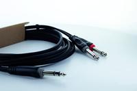 Cordial 14876 Jackplug / Cinch Audio Y-adapter [1x Jackplug male 6,3 mm (stereo) - 2x Jackplug male 6,3 mm (mono)] 1 m Zwart PVC-mantel, Tweelingkabel - thumbnail