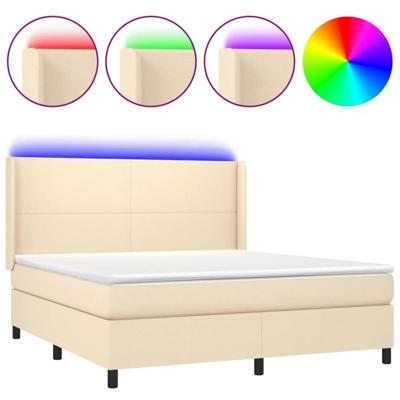 Boxspring met matras en LED stof crèmekleurig 180x200 cm