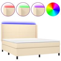 Boxspring met matras en LED stof crèmekleurig 180x200 cm - thumbnail