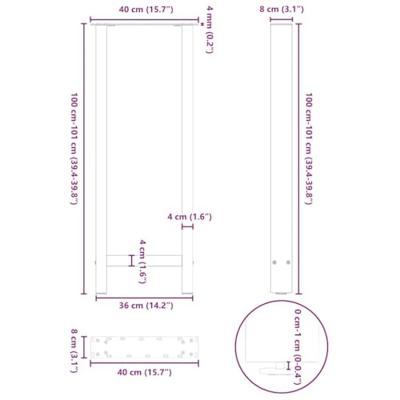 Bartafelpoten 2 st 40x(100-101) cm staal zwart