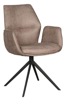 LABEL51 Draaibare Eetkamerstoel 'Mellow' Micro Suede, kleur Taupe