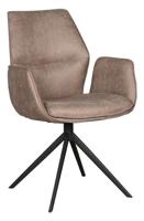 LABEL51 Draaibare Eetkamerstoel 'Mellow' Micro Suede, kleur Taupe - thumbnail