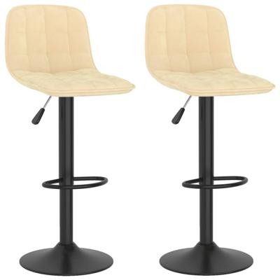 Barkrukken 2 st fluweel crèmekleurig