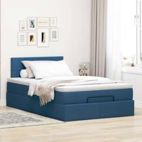 Ottoman bed met matras 120x190 cm stof blauw - thumbnail
