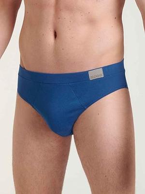 2-pack heren heup Slips - GO Natural Brief - Biologisch katoenen heren onderbroeken - Zachte stoffen band - S - Blauw - Onderbroek heren heren heren