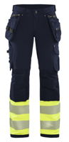 Blåkläder Dames High-Vis 4-weg stretch werkbroek 71931642 | Marine/High-Vis Geel | Maat 38 - 7330509776759 - thumbnail
