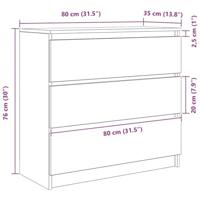 Dressoir 80x35x76 cm spaanplaat bruin eikenkleurig - thumbnail