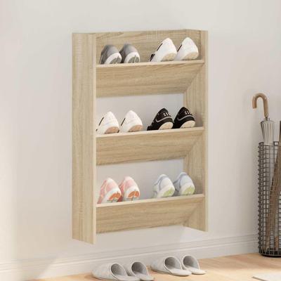 VidaXL Wandschoenenkast 60x18x90 cm spaanplaat sonoma eikenkleurig